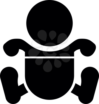 Toddler boy with diapers it is black icon . Flat style