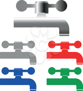Tap set icon grey red blue green color Five items