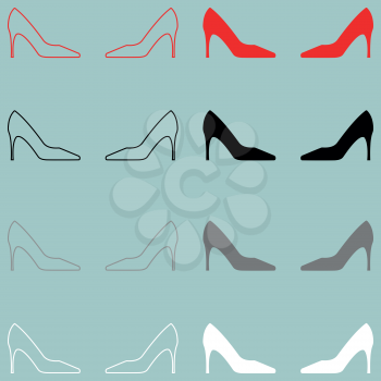 Woman shoes or open toe icon set.