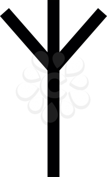Algiz Elgiz rune elk reed defence symbol icon black color vector illustration flat style simple image