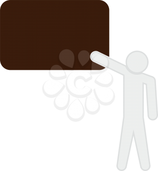 Teacher standing near board icon . Different color . Simple style .