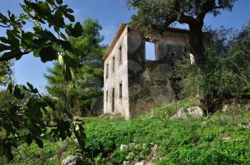Abandoned rural house ruins in Zakynthos Greece.