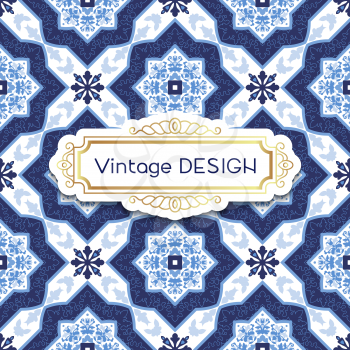Antique, vintage background azulejos in Portuguese tiles style. Blue pattern for invitations, greeting cards happy birthday, Portuguese weddings.