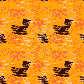 Safari seamless pattern. Hand painted orange brush strokes . Abstract repeating vector. Texture for scrapbooking, wrapping paper, web, textile, wallpapers, surface design, fashion, skins smartphones