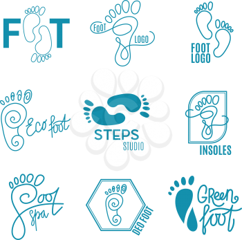 Logo of center of healthy feet. Human footprint sign icon. Barefoot symbol. Foot silhouette. Business abstract set logos. Vector illustration