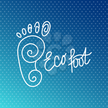 Eco foot. Health Center logo, orthopedic eco salon. Sign bare foot. Silhouette footprint. Vector illustration.