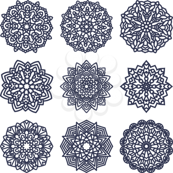 Set of mandalas. Indian wedding meditation. Buddhist medallion. It can be used for tattoo prints on t-shirts, design and ad restaurants. for postcards design wedding invitations, photo overlays.