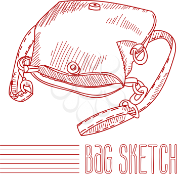 Women's leather handbag in the style of the sketch. Vector.