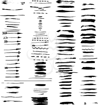 Great Vector set of grunge brush ink strokes. 