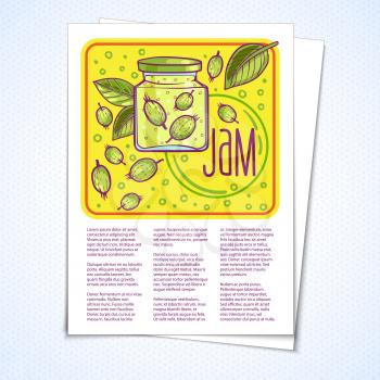 Flyer with summer berries and jam for your design