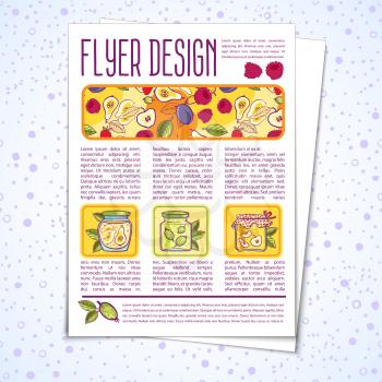 Flyer with summer berries and jam for your design