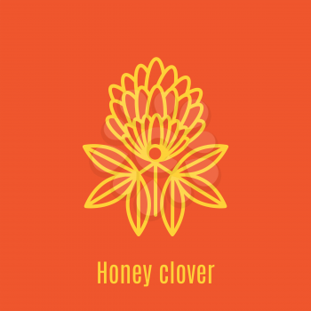 Vector illustration of thin line icon Honey clover, Melliferous for medicine, apitherapy, beekeeping products, cosmetics, soap. Linear symbol