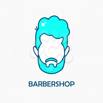 Logo barber. The head of a man with a modern haircut, a fashionable beard of mint color.Beauty Fashion head for hairdressers, hair salons, hair salons, spas, hair dyes, beauty studios