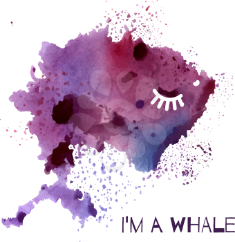 Keith, whale purple, painted in watercolor. Rorschach blot.