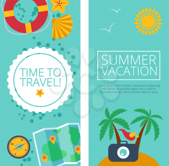 Set of concepts and banners  of travel, summer in the flat style