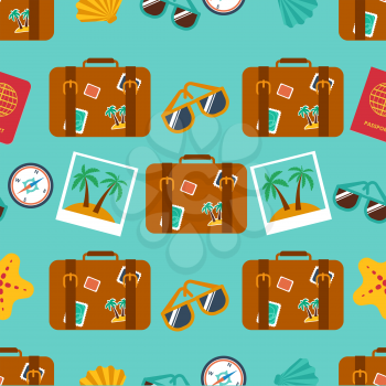 seamless backgrounds on the theme of travel, summer in the flat style