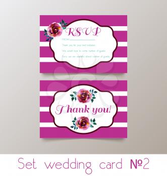 A set for weddings and bachelorette party invitation, thank you cards, rsvp in classic vintage style. Roses, watercolor.