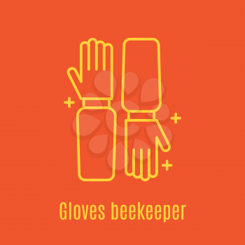 Vector illustration of thin line icon Beekeeper s Gloves for medicine, apitherapy, beekeeping products, cosmetics, soap. Linear symbol