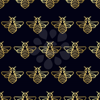 Seamless pattern with insect. Bee texture for corporate identity, packaging luxury brand product, eco-cosmetic, soap, medical product and honey. Style thin line. Decor for smartphone surface design