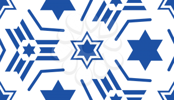 Seamless pattern, with a blue star of David. Jewish ornament for textiles, fabrics, prints, postcards, flags for religious and patriotic themes of the Jewish people.