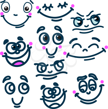 Set of cartoon emotions on a white background. Joy, anger, aggression, and other