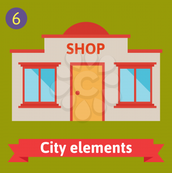 Store shop buildings Vector flat icons and illustrations