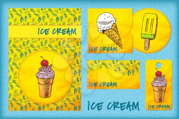 Stationery design template with ice cream. Documentation for business. Menu for the restaurant.