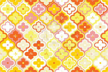 Moroccan Quatrefoil Seamless Pattern. Mosaic Motif Ogee For Ethnic Background. Suitable For Decorating Baby Shower Card, Wedding, Surface Design, Fabrics, Textiles Wrapping Paper