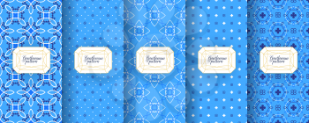 Portuguese azulejo tiles. Encaustic seamless patterns, prints. Oriental, Moroccan, geometric motifs. Suitable for luxury packaging design cosmetics, ceramics, patchwork mosaics Fabric print.