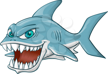 angry shark  mascot cartoon on white background 