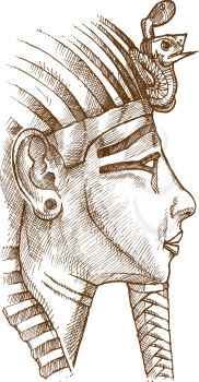 gold tutankhamon mask hand drawn