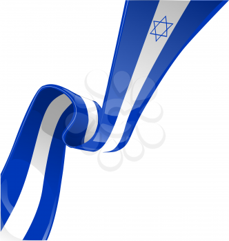 israel ribbon flag isolate on white