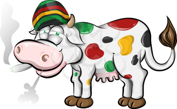 jamaican cow cartoon on white background