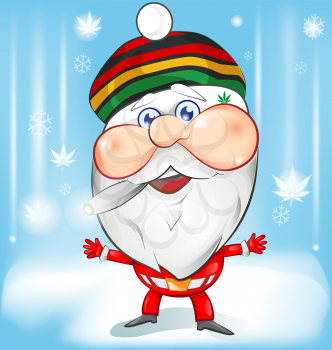 jamaican santa claus mascot cartoon with background