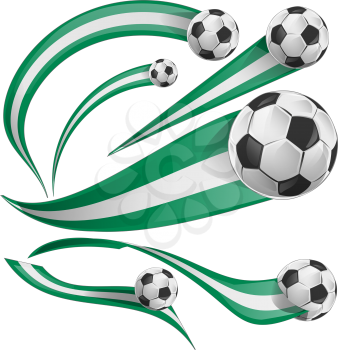 nigeria flag set with soccer ball isolatet on white