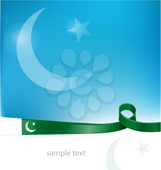pakistan ribbon flag on sky  background