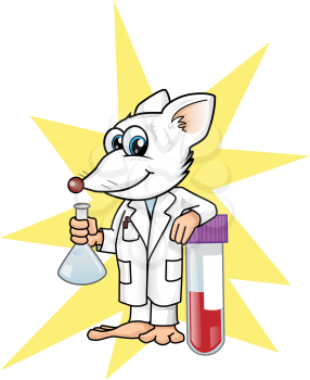 rat lab character cartoon on star background