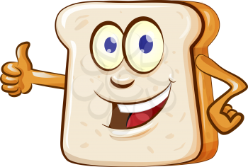 slice bread mascot cartoon isolated on white background