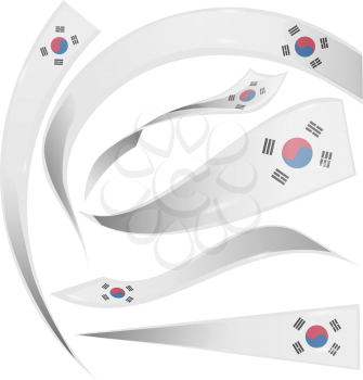south korea flag set isolated on white background