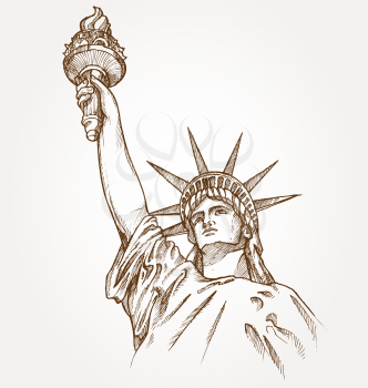 statue of liberty hand dawn on background