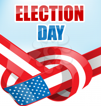 USA election day with ribbon flag on sky background