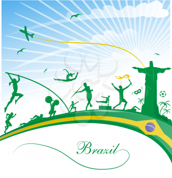 brazil background with flag and sport symbol