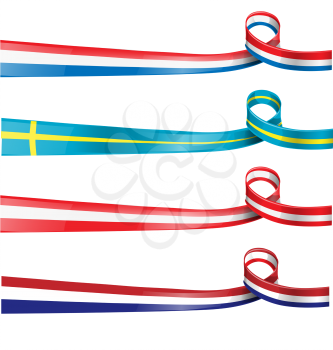  european flag ribbon flag set ioslated