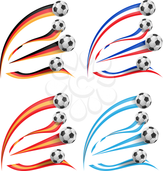 
germany, greece, france, spain flag set with soccer ball