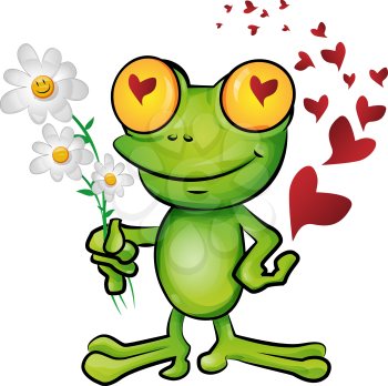 frog cartoon in love