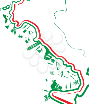 italian map whit symbol on white background