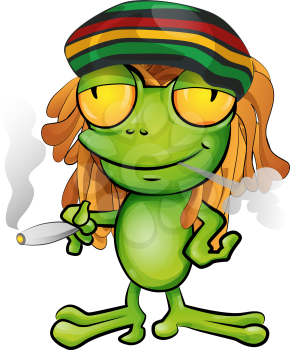  Rastafarian frog cartoon isolated on white background