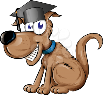 dog mascot character with Graduation cap hat