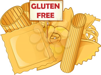  italian Pasta with gluten free signboard
, vetcor illustration .