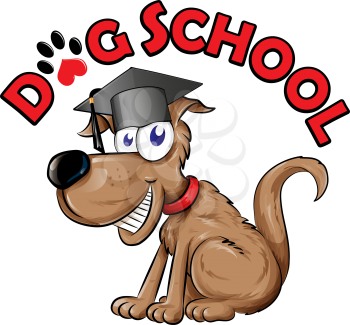 dog school cartoon isolated on white background